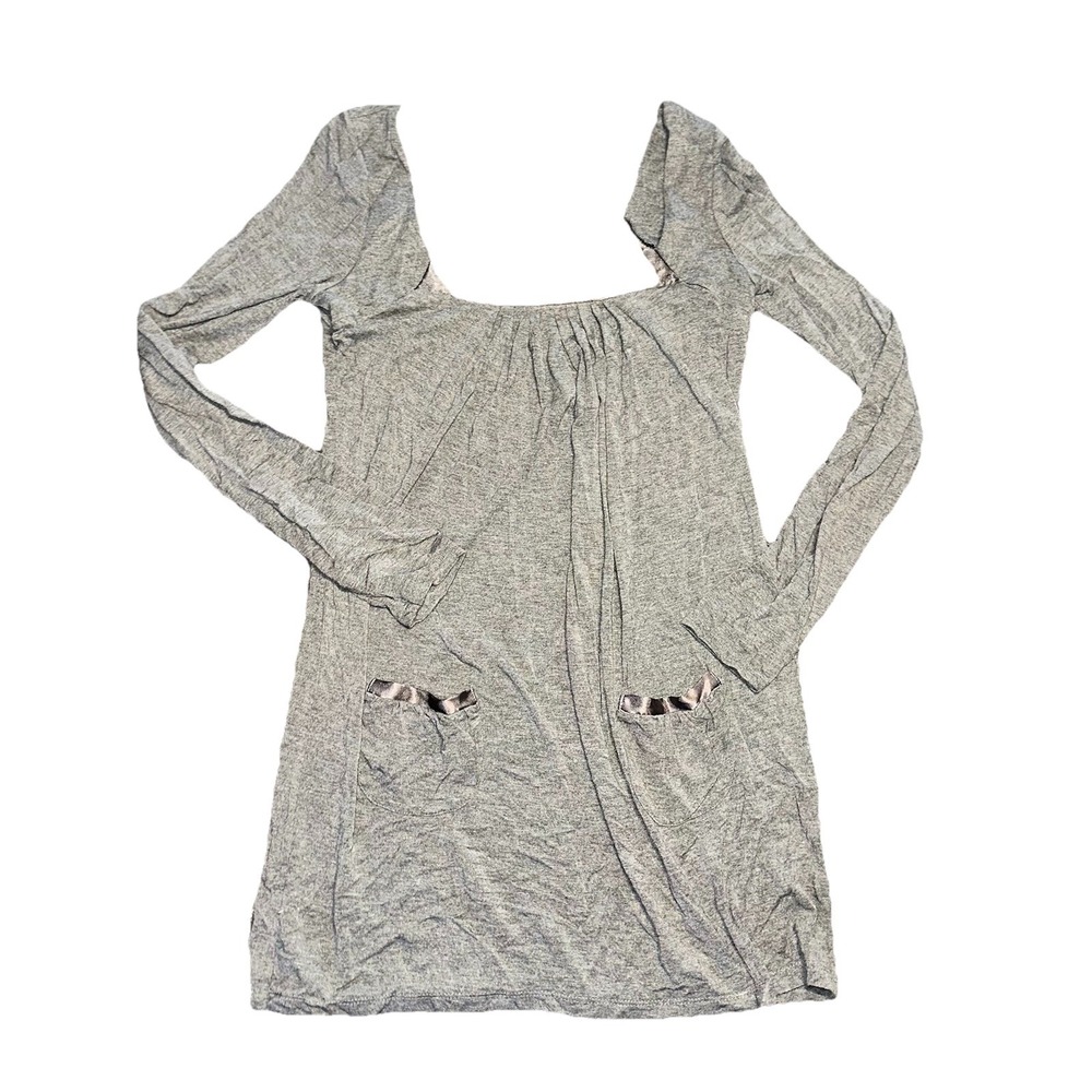 Guess Jeans Vintage Dress Womens  Y2K Gray Tunic Pockets Pleated Size Medium 90s